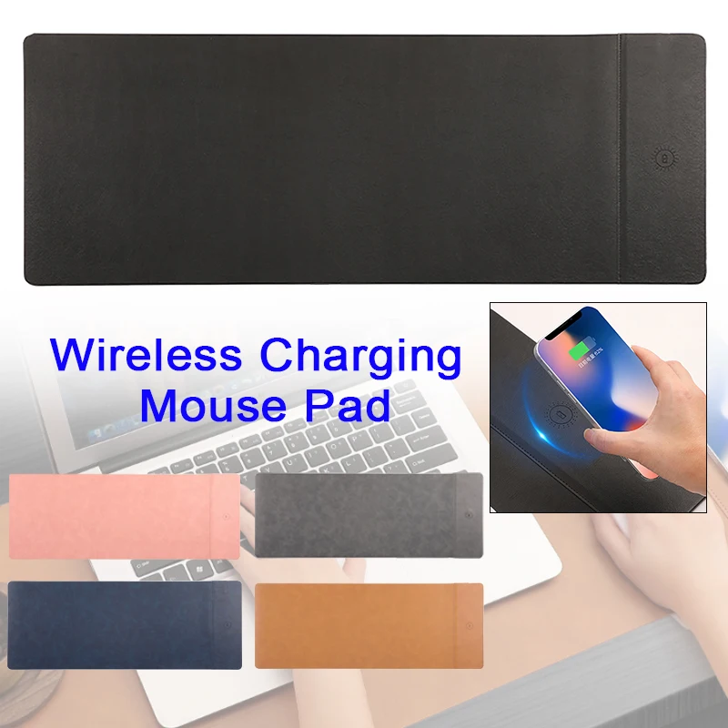 15W Wireless Fast Charging Mouse Pad Multifunctional Office Table Pad Extended Waterproof Desk Pad with 1.5m Data Cable