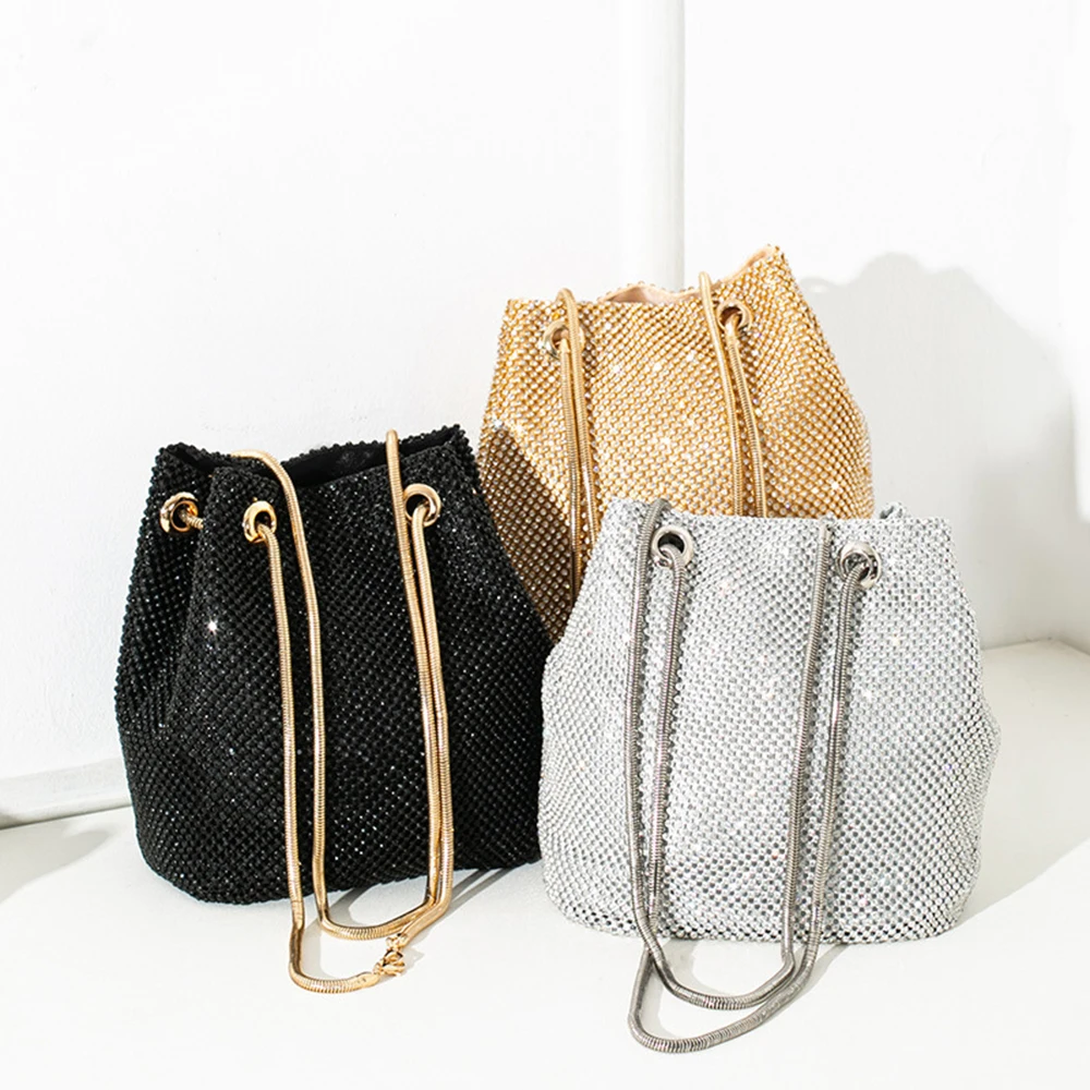 

Fashion Diamond Evening Clutch Bag Women's Trendy Crystal Rhinestone Shoulder Chain Crossbody Handbag For Party Banquet