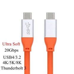 High Ultra Flexible Type-c Thunderbolt To USB-C 4 Gen 3.2 Fast Charging Data Cable 4K 5K 8K Audio Video Connection Cord 0.5m 3m