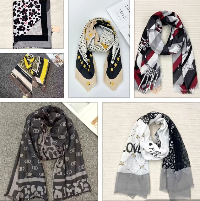 

New Italian printed retro casual travel shawl and scarf for foreign trade