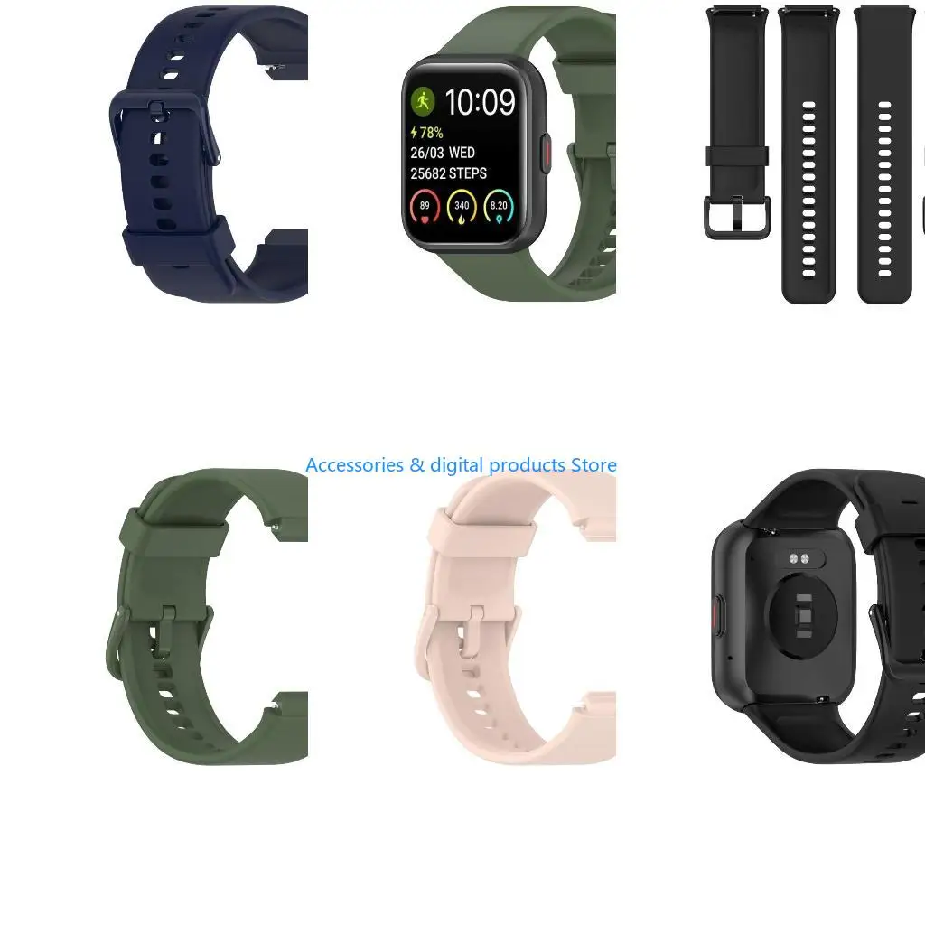 77JD Watch Band Breathable Silicone Belt Replacement Flexible Wriststrap Quick Release Sweatproof Bracelet for V7