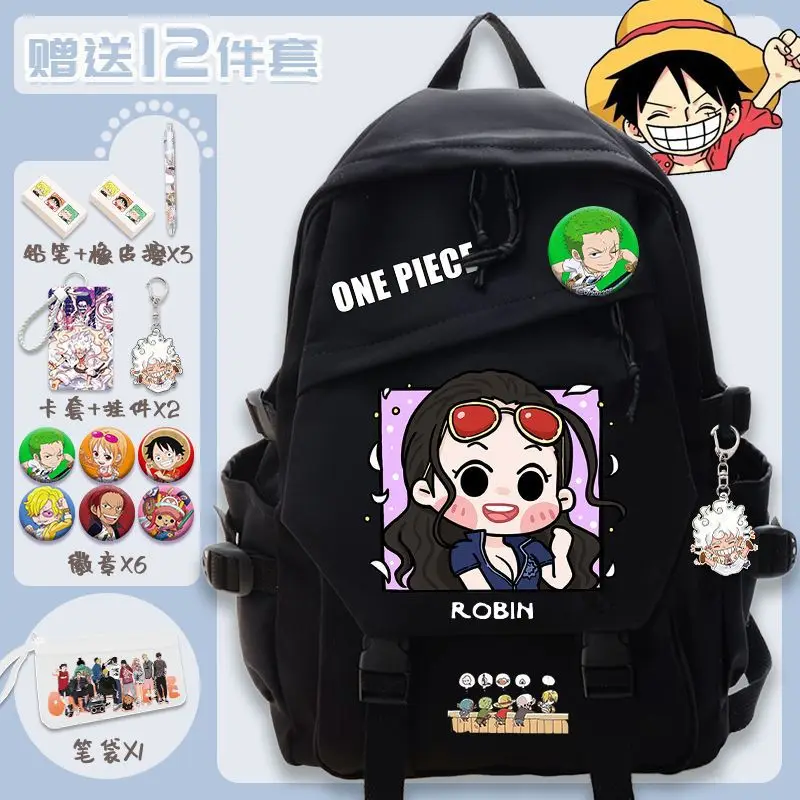 One Piece Cartoon New Student Schoolbag Large Capacity Stain-Resistant Lightweight Shoulder Pad Waterproof Backpack