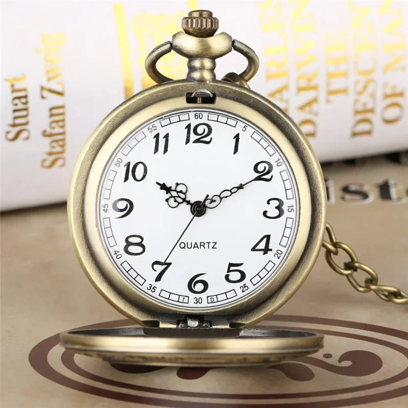 Vintage Hollow-out Roman Number Analog Quartz Pocket Watch Antique Clock Necklace Pendant Chain Men Women Gift Reloj De Bolsillo