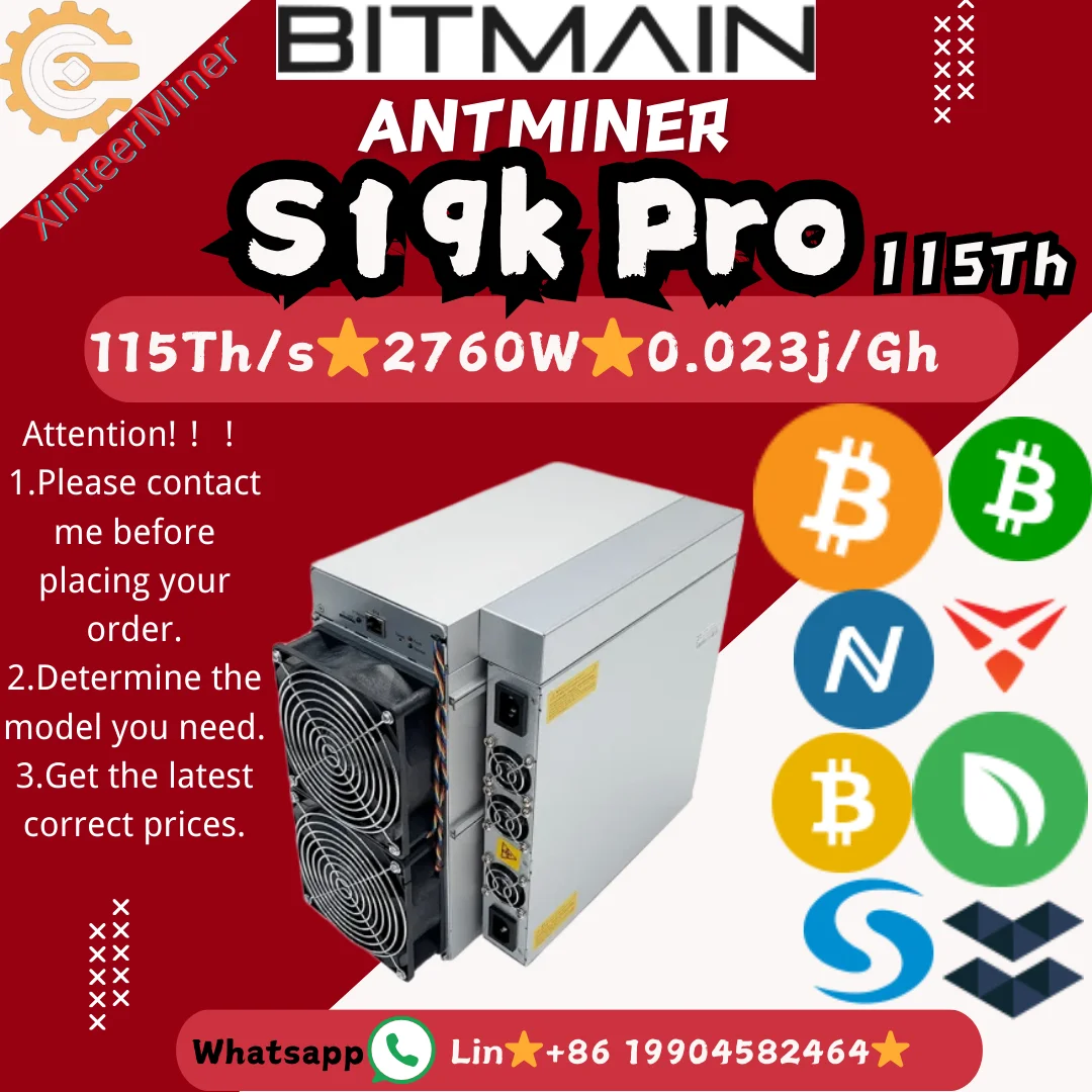 New Bitmain Antminer S19k Pro 120T 115T 2760W Bitcoin Miner BCH Profitable Mining Machine Asic Miner SHA-256 algorithm