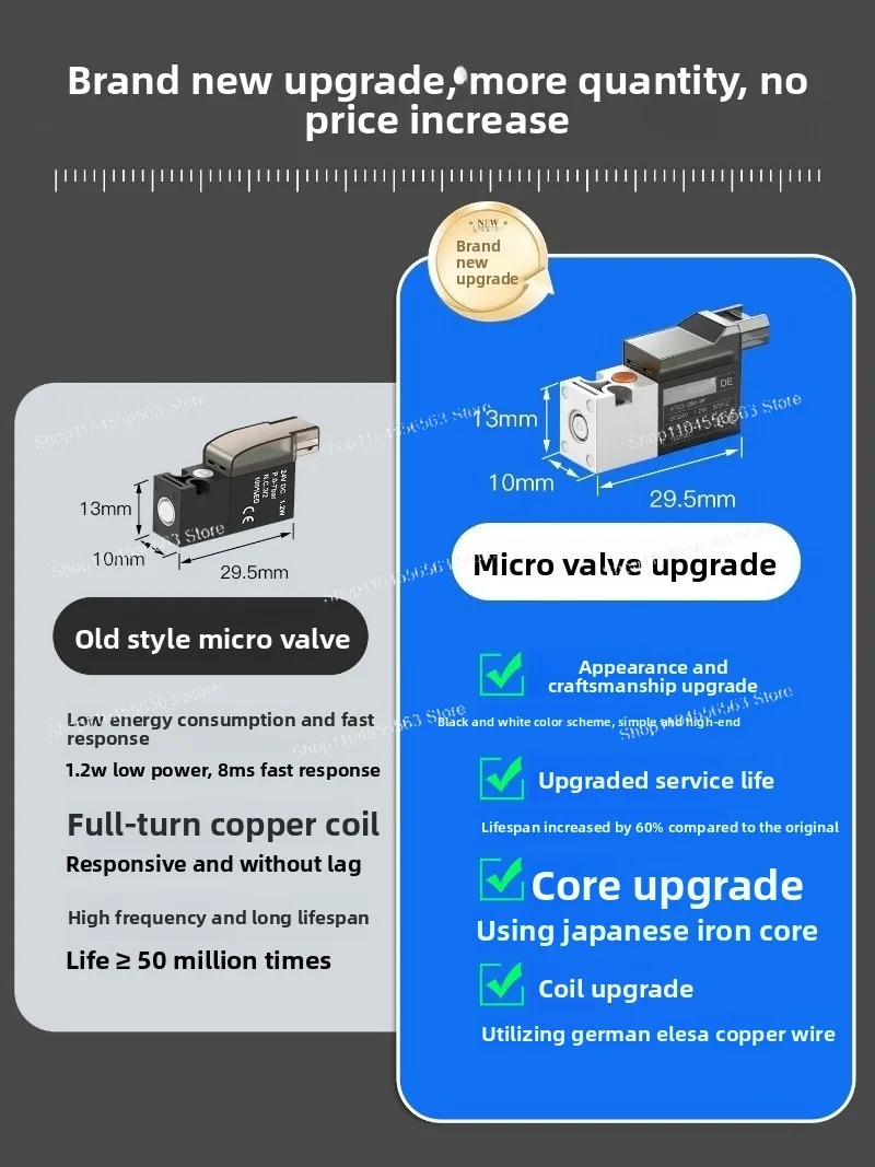 SMC Type High Frequency Micro Solenoid Valve 10MM Air Valve 30Hz Two-position Three-way Vacuum Control Valve 6V 12V 24V