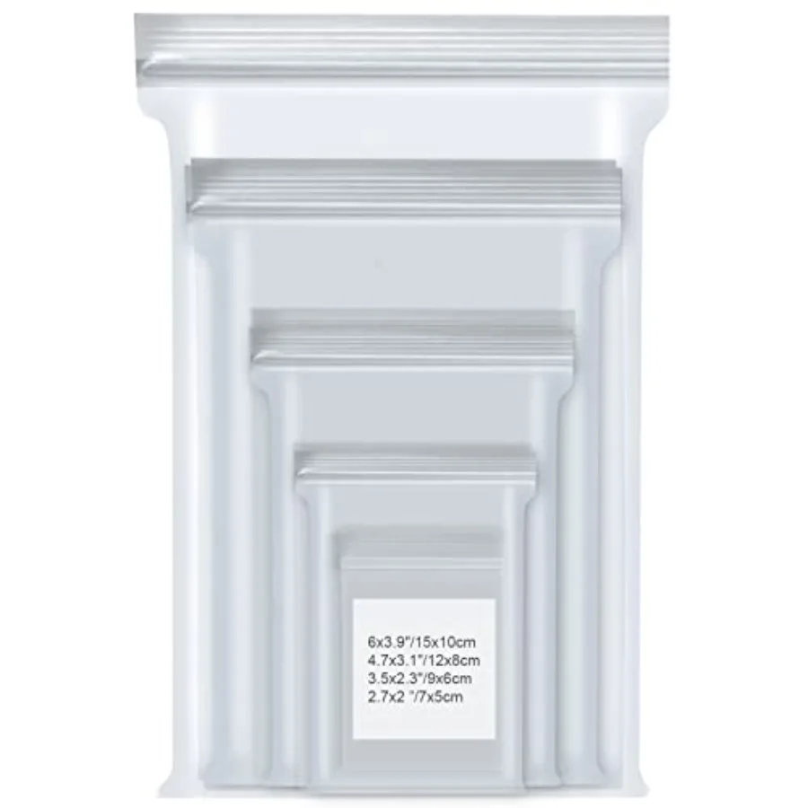 

400 Pcs Small Plastic Bags Resealable Clear Jewelry Bags Small Baggies Poly Reclosable Mini Bag 4 Assorted Sizes 6x3.9 4.7x3.1