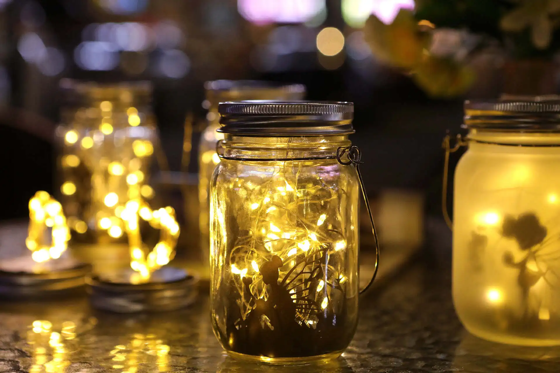 Linterna de hadas Solar para exteriores, luces colgantes de vidrio esmerilado, tarro de albañil, luces de hadas solares para jardín, luz Solar LED