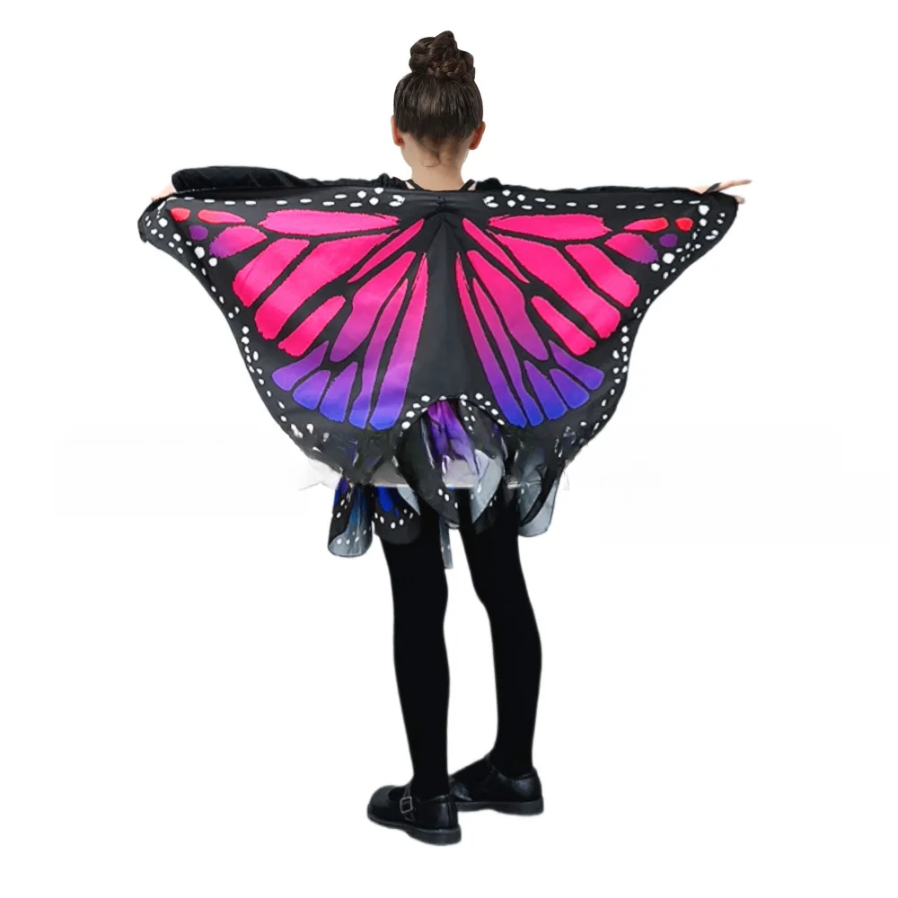 Kids Monarch Butterfly Cape Wings Double Side Print Children Butterfly Skirt Set Monarch Halloween Costumes Dress Up Party Rave