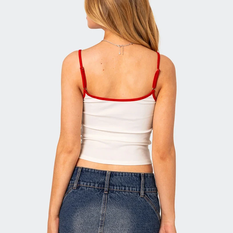 تي شيرت صيفي 2025 غير رسمي بدون أكمام عتيق بحجر الراين وأكمام قصيرة تي شيرت Y2k بدون أكمام بحمالات تي شيرت نسائي ملابس عتيقة