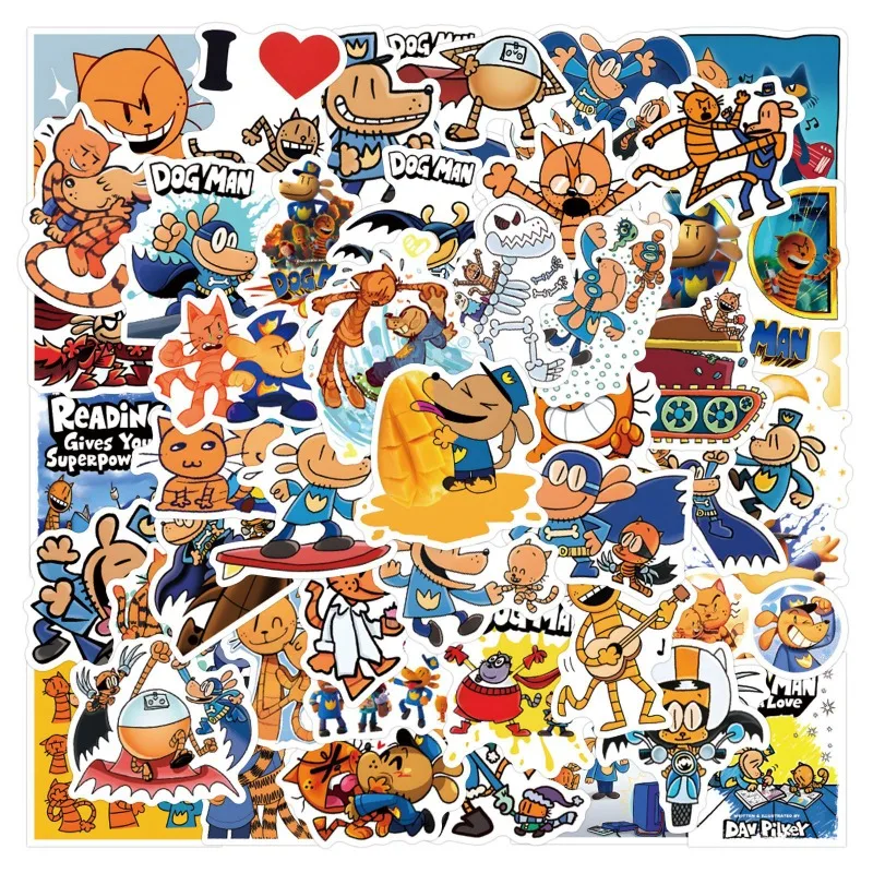 55pcs 만화 개 남자 낙서 스티커 데칼 가방 노트북 컴퓨터 워터 컵 기타 장식 DIY 어린이 클래식 장난감