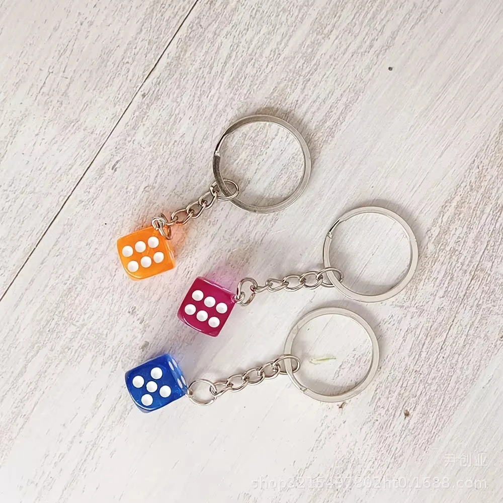 Transparent Dice Keychain with White and Black Dots, Fashionable Daily Accessories