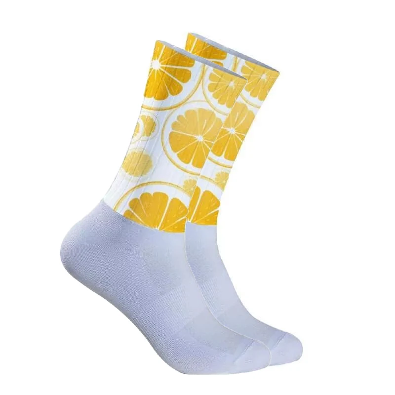 Sunshine lemon slice cycling socks Summer fresh sports socks Bicycle Outdoor Running Sport Socks