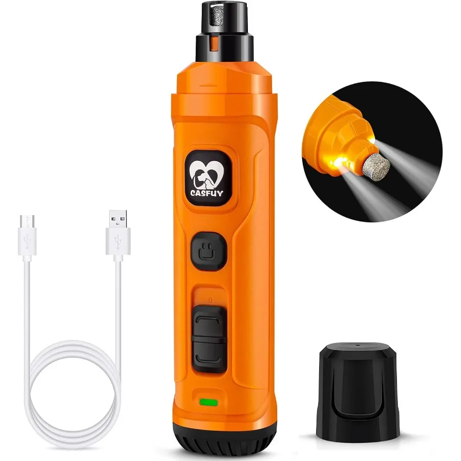 

Шлифовальная машинка для ногтей для собак с 2 светодиодами, новая версия, 2-скоростной мощный электрический триммер для ногтей для домашних животных, профессиональный тихий безболезненный триммер для лап, груди