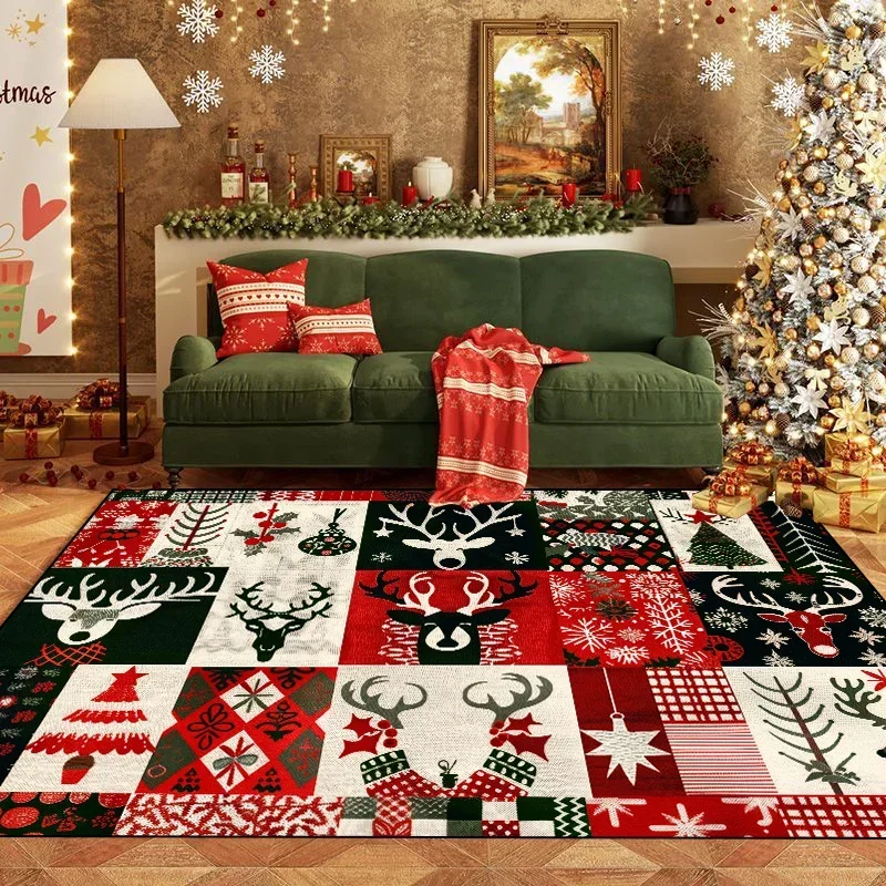

Nordic Christmas Living Room Decoration Rug Large Area Anti-slip Mat Fluffy Children Rugs Cartoon Bedroom Decor Carpet New Year