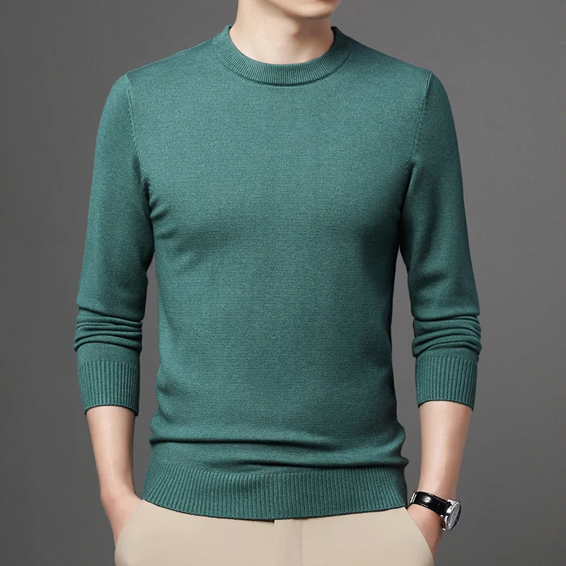 

Mens Sweater Autumn Round Neck Knit Tee Shirts Long Sleeve Knit Clothing Male Pullover Knitwear Solid Color Sweater Jumpers