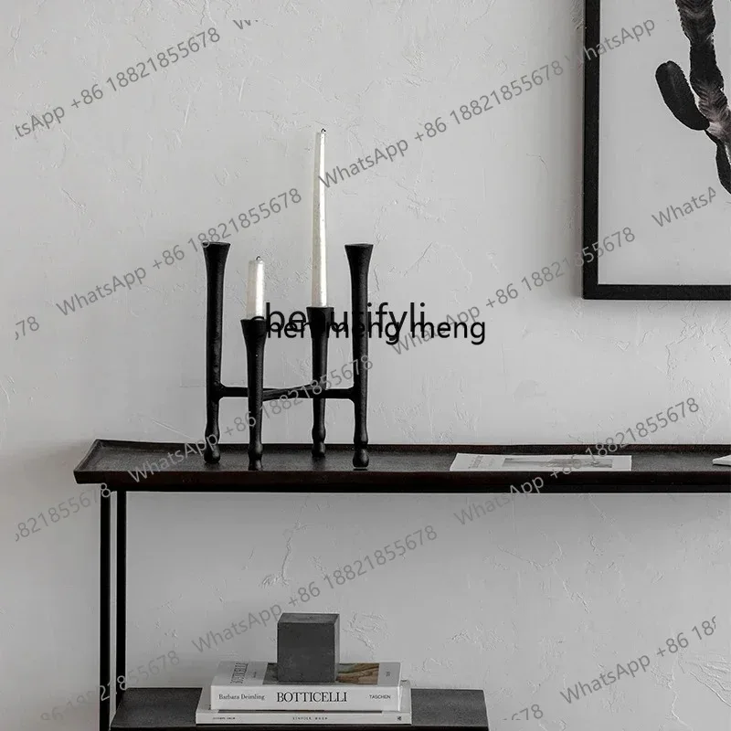 LHY26 ss LBX Modern Minimalist Black Metal Candlestick Hotel Homestay Guest Model Room Home Decoration Romantic Candle