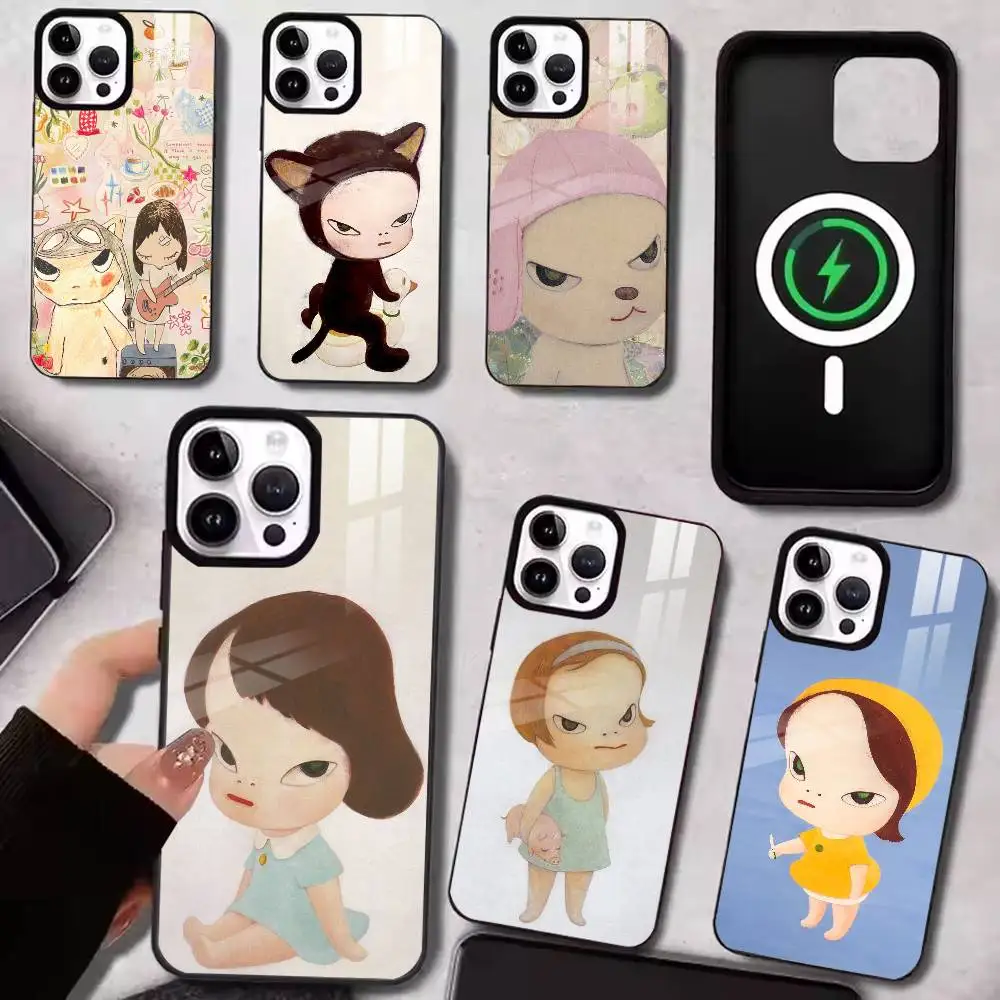 Y-Yoshitomo Nara Japan Art  Phone Case For iPhone15,16,17,14,13,12,11 Plus,Pro Magnetic For  Wireless Charging