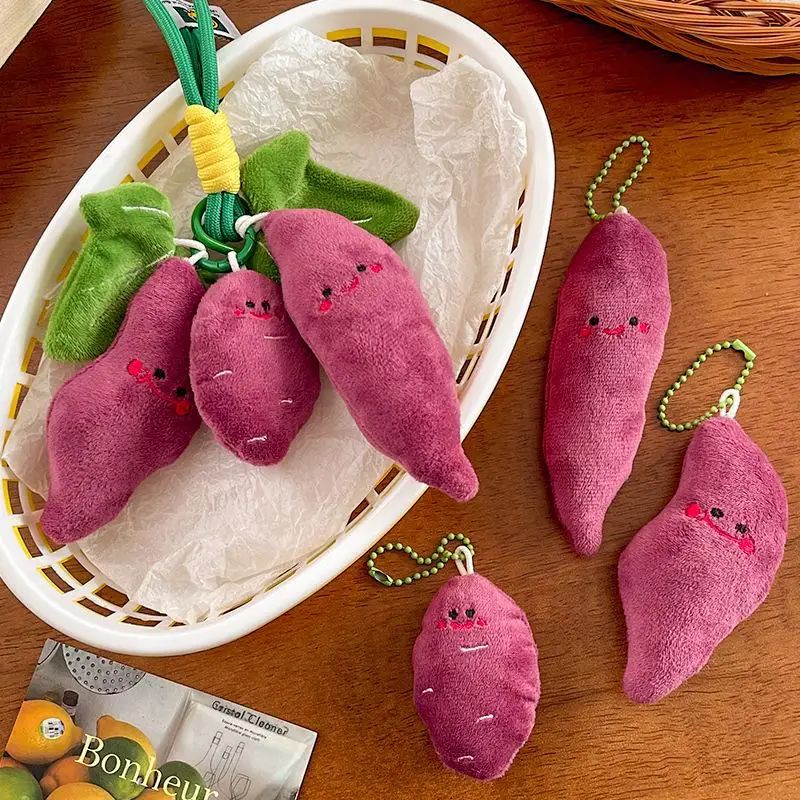 Z. Cute Cartoon Purple Sweet Potato Plush Keychain Kawaii Stuffed Doll Backpack Pendant Decor Car Key Chains Accessories Gift