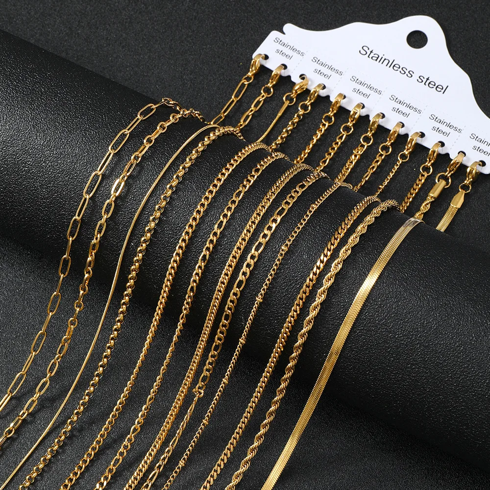 12Pcs Edelstahl Kette Armband Set Für Frauen Männer Twisted Seil Schlange Kette Armband Armreif Wasserdicht Mode Schmuck