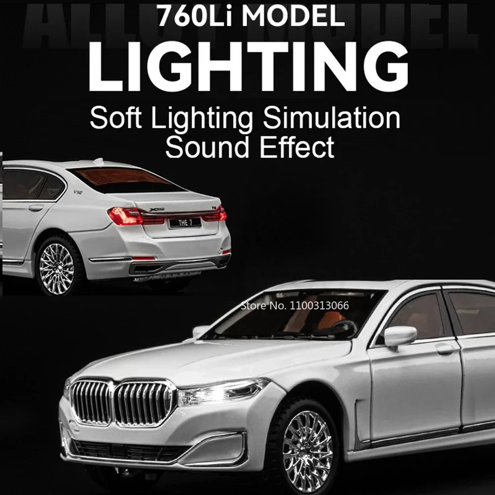 1:24 BMW 7er 760Li Spielzeugmodelle Autos Legierungsdruckguss mit Licht Sound Fahrzeuge Rad Zurückziehen Auto Kinder Sammlung Geschenke