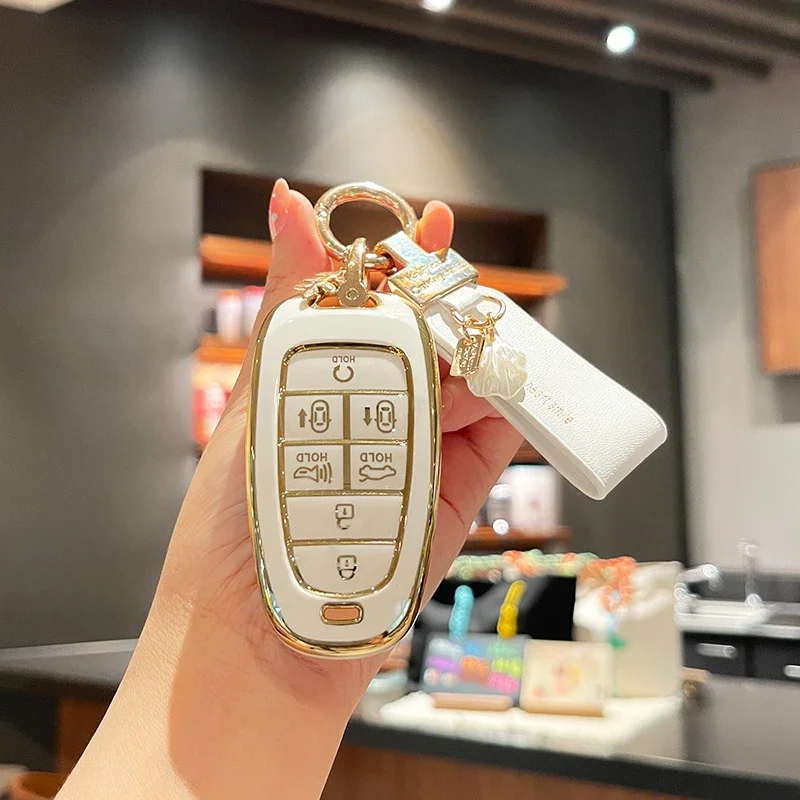 Tampa remota da caixa da chave do carro TPU, 5, 7 botões, Fob para Hyundai Sonata, Santa Fe, Tucson, Fit 2023, Palisade, 2020, 2021, 2020