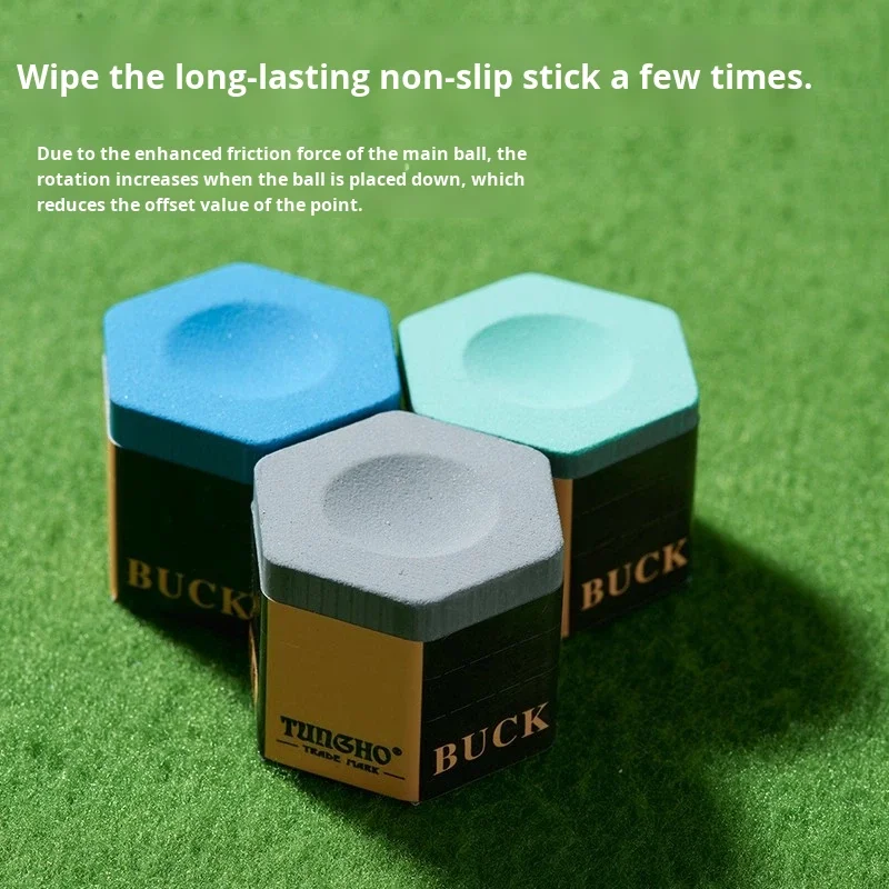 Buck Professional Billiard Chalk Oil-Based Dry Type Hexagon Blue Green Gray Snooker Pool Cue