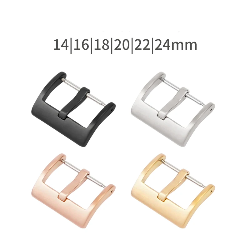 14/16/18/20/22/24mm 304 Stainless Steel Watch Clasp Pin Buckle Black Silver Rose Gold Solid Metal Clasp Watch Repair Accessories