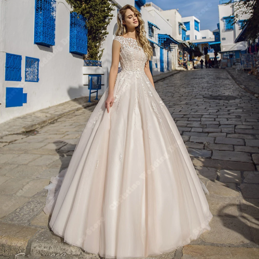 Abiti da sposa moderni in Tulle per le donne eleganti abiti da sposa a-line abiti lisci Party glamour Lady Banquet Vestidos De Novias