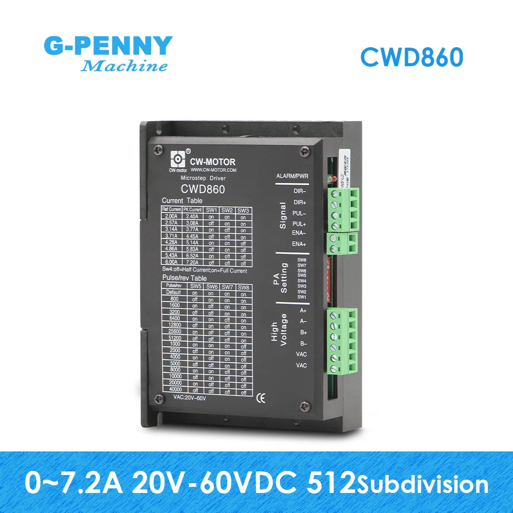 G-PENNY New Arrival!  CNC Motor Driver NEMA23 NEMA34 2-phase micro -step stepper motor driver 0-7.2A 24-90VDC CWD860 low n