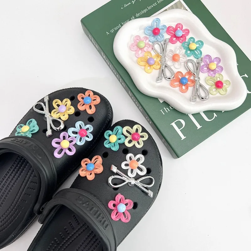 12Pcs Shoes Charms Removable Colorful Jelly Flower Bow Shoes Accessories for Girls Women Summer Shoes DIY Gifts image 5