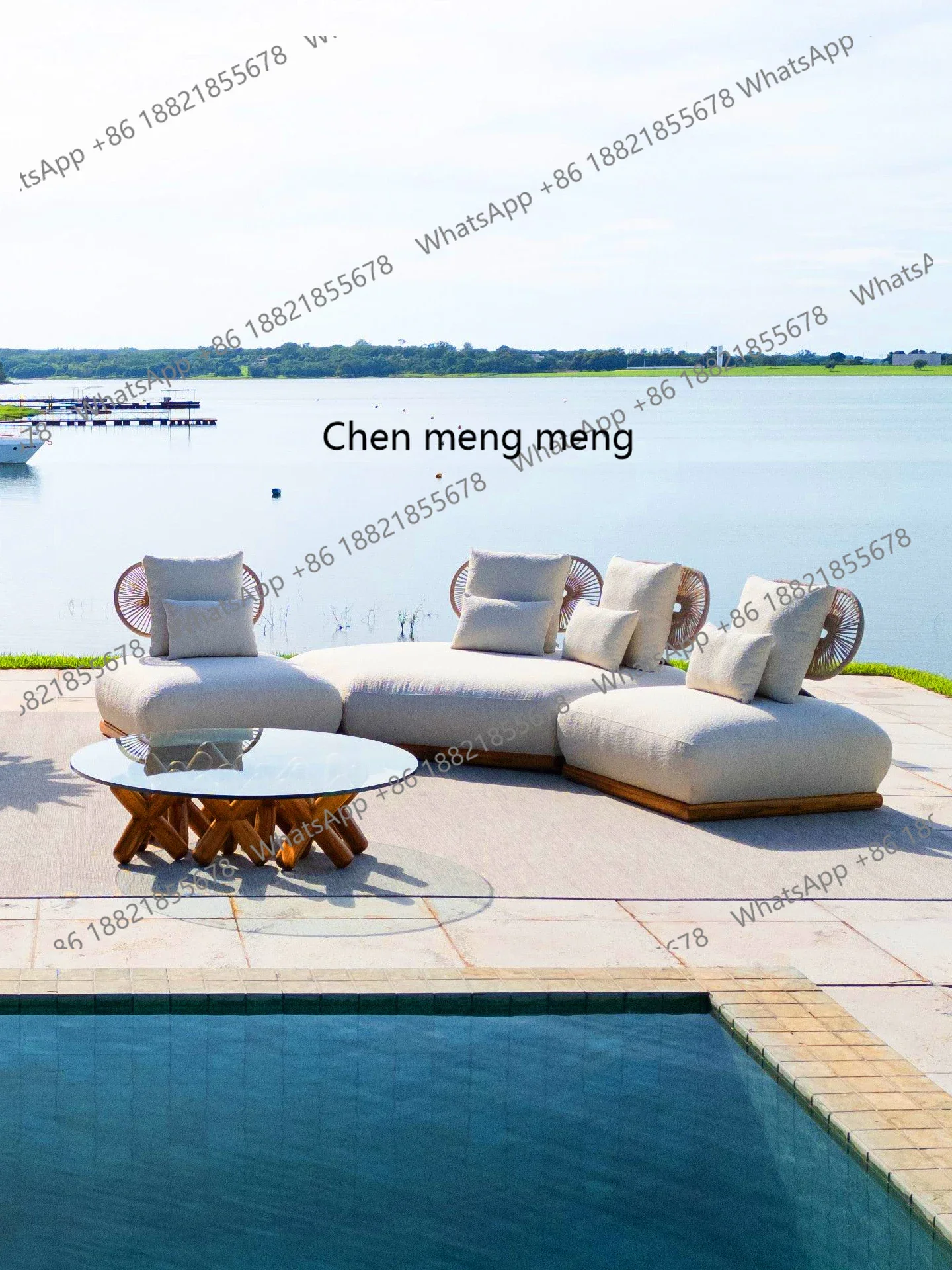 

Outdoor sofa courtyard open-air rain and sun protection rattan villa hotel solid wood design outdoor garden