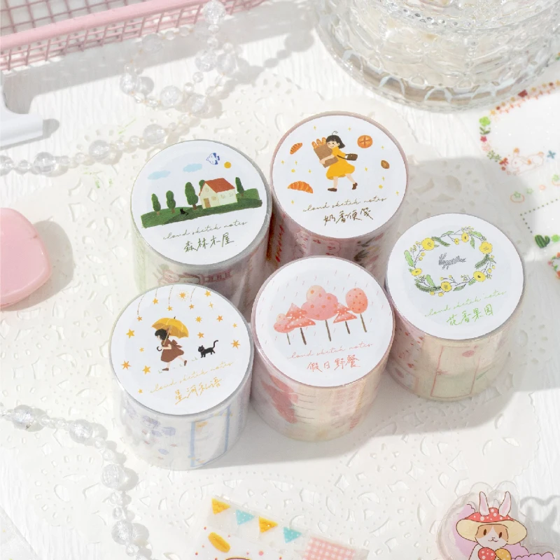 

50mm * 2m/roll Kawaii Ins aesthetic stationery sticker tape DIY diary album scrapbooking material PET flash sand sticker