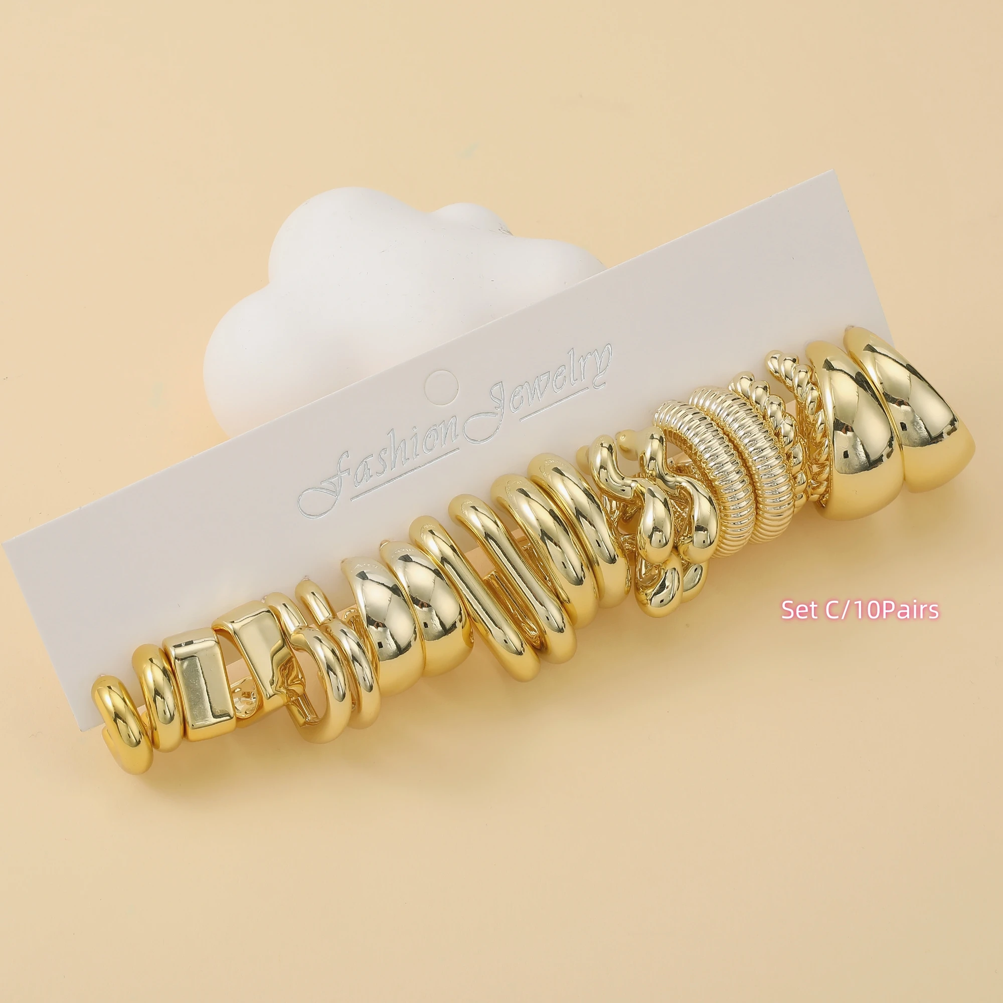 10-40 زوجًا من الأقراط البلاستيكية المطلية بالرش الذهبي العصري، أقراط هندسية بسيطة للارتداء طوال اليوم للسيدات #5