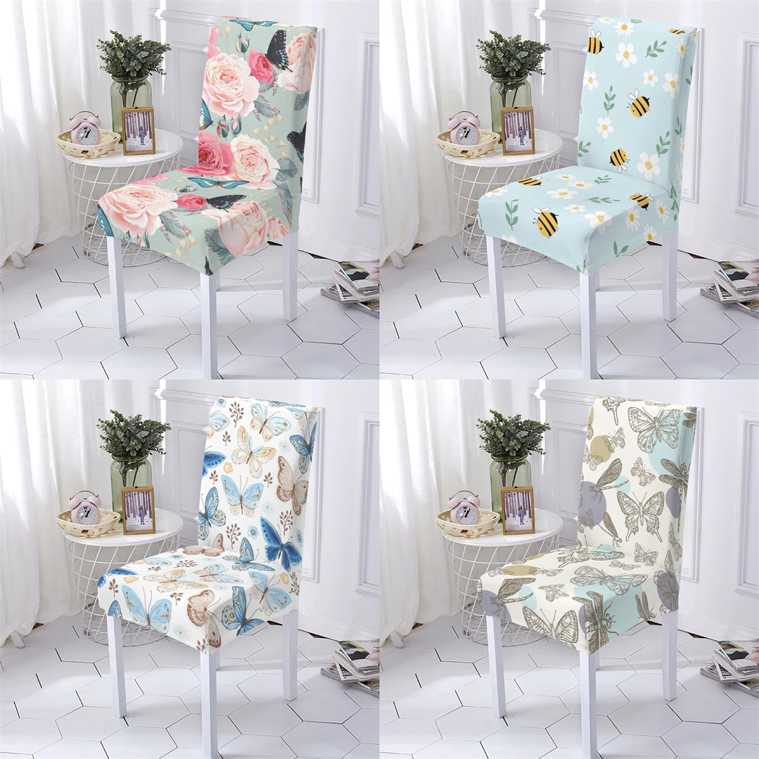 

Plant Style Chair Cover Anti-Dirty Seat Chairs Covers Cartoon Insect Pattern Covers For Armchairs Chairs Cover Home Stuhlbezug