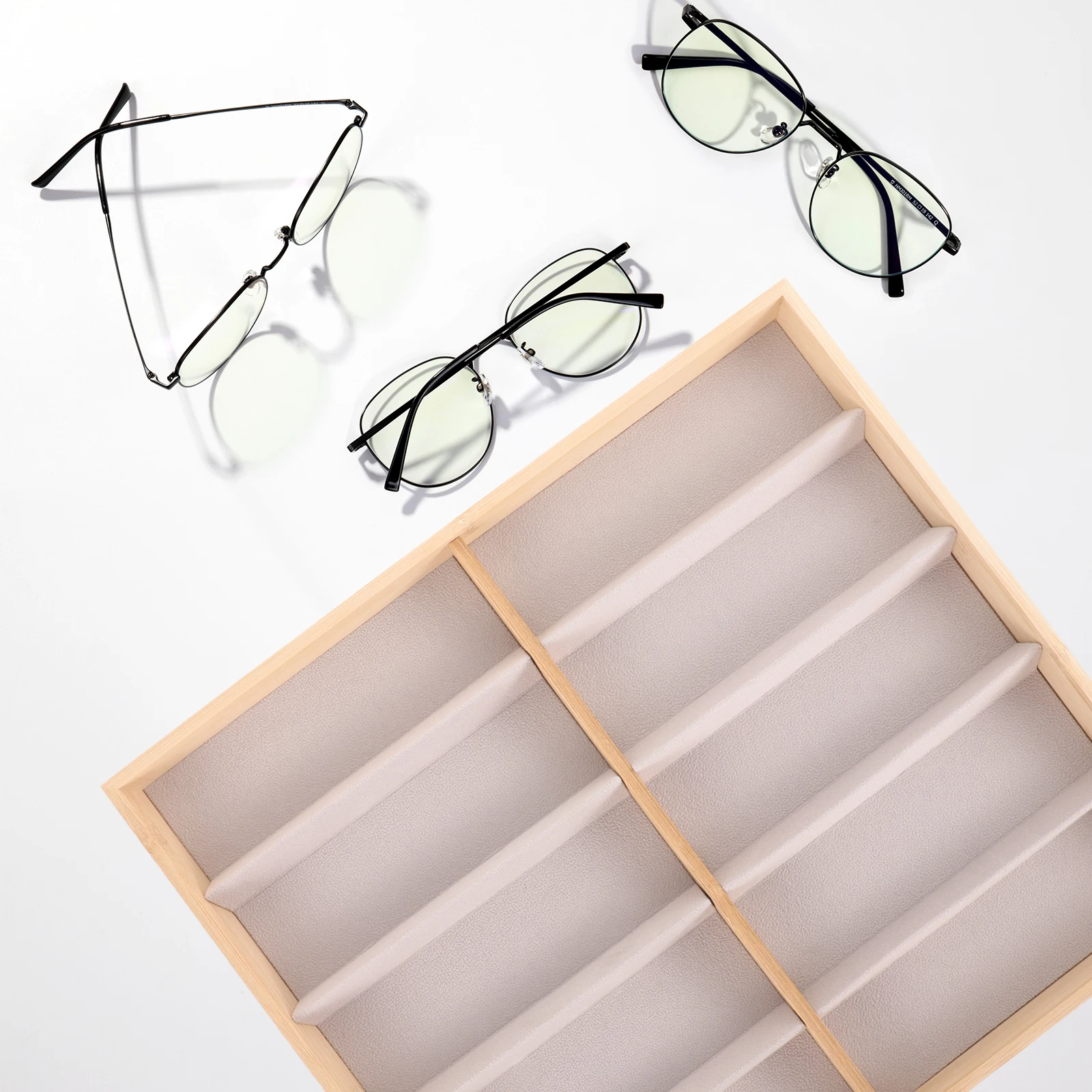 

Display Rack Glasses Stand Sunglasses Storage Organizer Pearl Fleece Eyeglasses