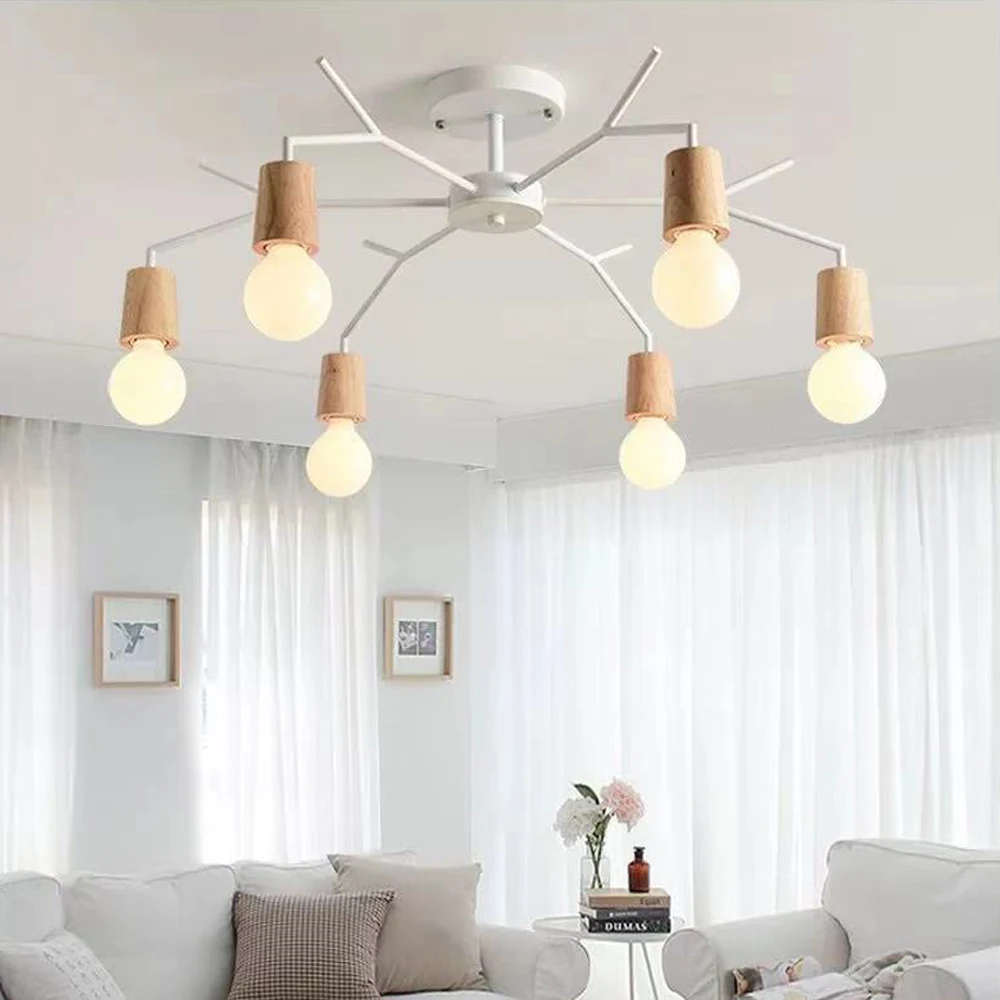 

Industrial Ceiling Chandelier Wrought Iron LED Ceiling Lamp Living Room Vintage Modern E27 Light Decor Lighting Fixture lampara