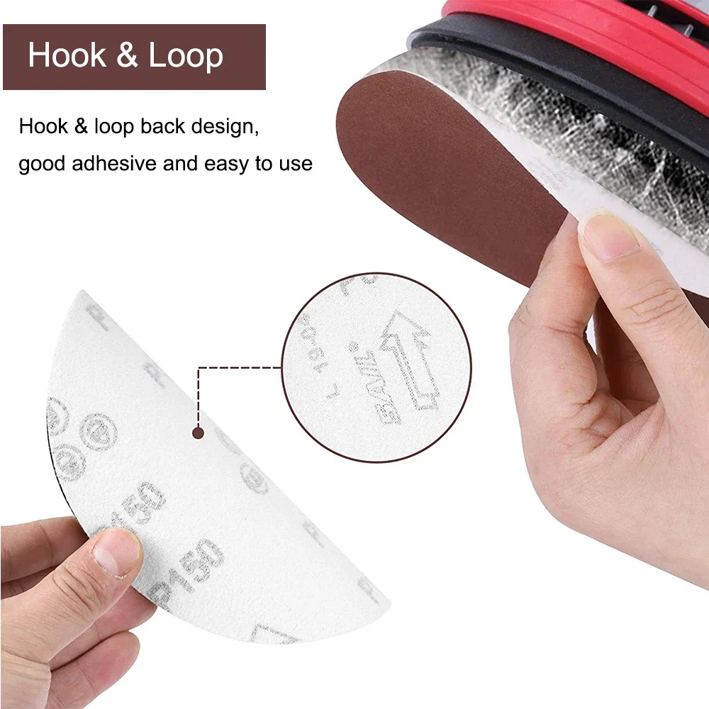 5 Inch Hook and Loop Adhesive Sanding Discs 60#-5000# Sandpaper Flocked Adhesive Sandpaper for Random Orbital Sander