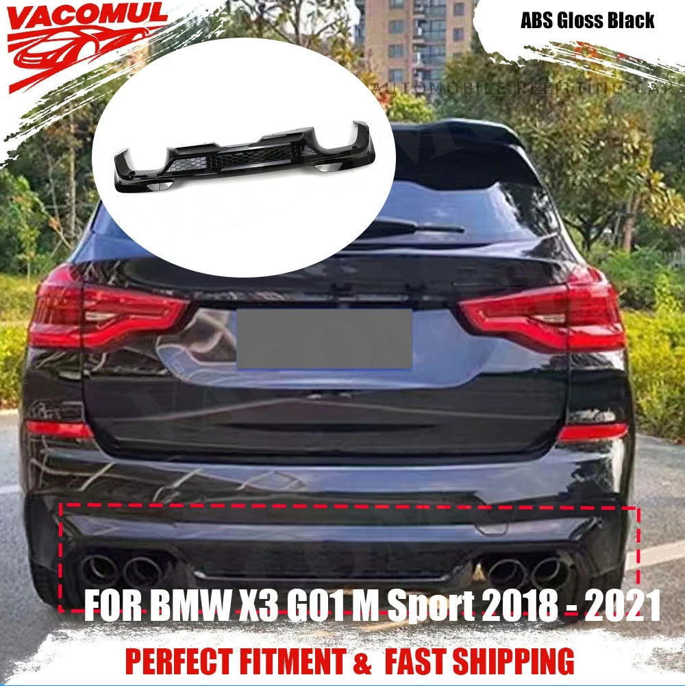 

VACOMUL Glossy Black Carbon Look Rear Bumper Lip Diffuser Extension Cover For BMW X3M G01 2019-2021 Car Accessories