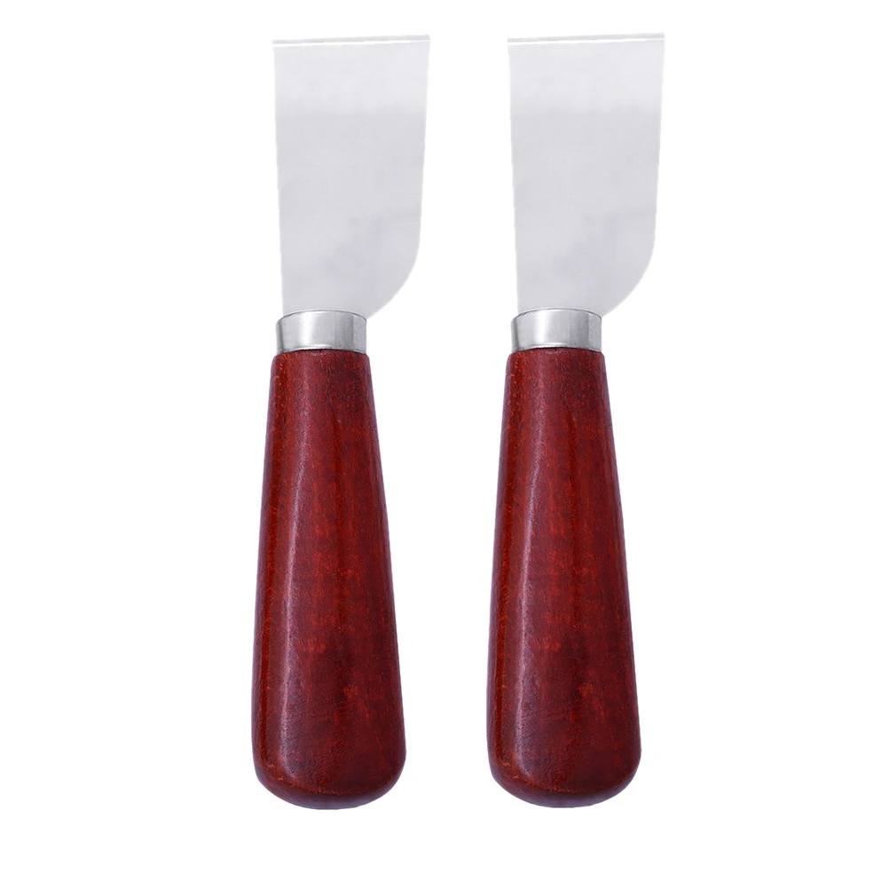 2 Pcs Leather Cutting Tool with Wooden Handle Leather Craft Tool Leather Working Tool Edging DIY Handwork Supplies