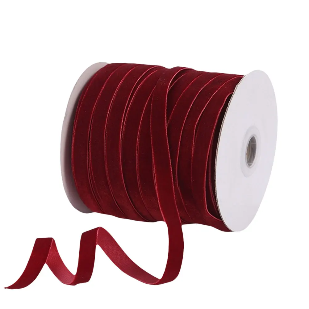 50 Yards Velvet Ribbon Spool Single Face Ribbons Vintage Velvet Ribbon Velvet Christmas Ribbon for Gift Bow Making