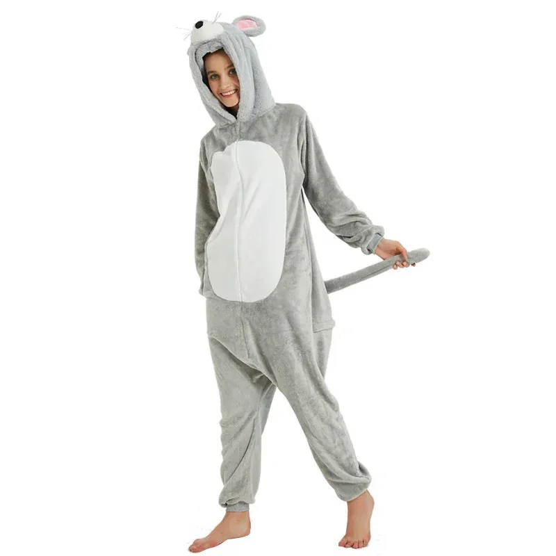 Pigiama con piedi di topo Adulti Kigurumi Tutina da uomo Costume cosplay Halloween Pigiama intero da uomo Pigiama intero Natale