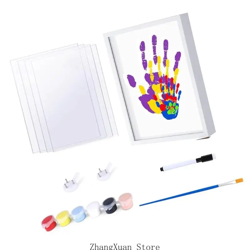 Künstlerisches DIY-Handabdruck-Set mit Holzrahmen, Andenken für Paare, Familien, Kinder, 3 x – Detail 3