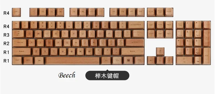 Solid Wood Keycap for Mechanical Keyboard 61 68 84 87 104 keycaps OEM