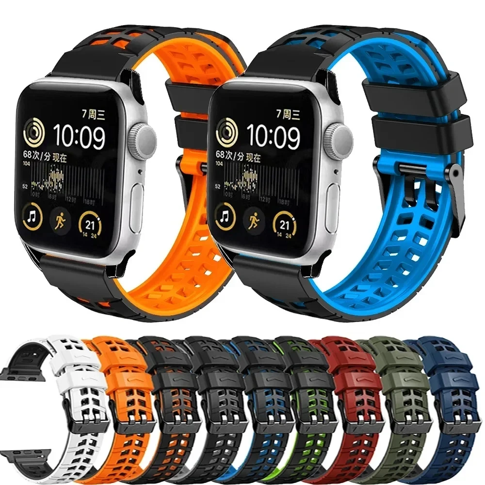 Atmungsaktives Silikonarmband für Apple Watch Ultra 2 49 mm Bandarmband Armband für Apple Watch Serie 9 8 7 SE 6 45 mm 44 mm 42 mm