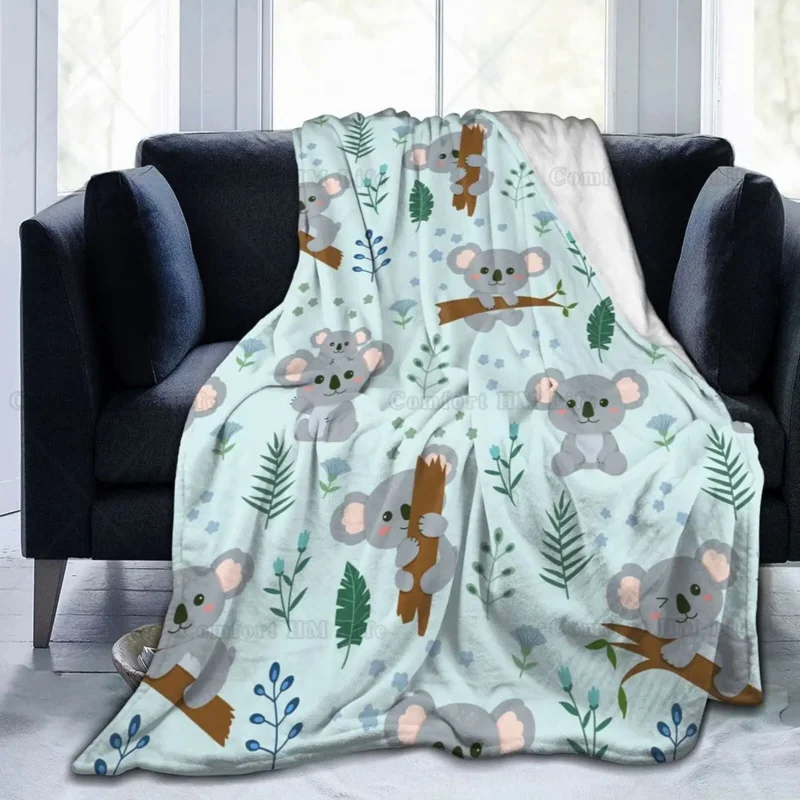 

Cute Koalas Ultra Plush All Season Lightweight Warm Cozy Flannel Throw Blanket for Bed Chair Car Sofa Couch 50"x40"