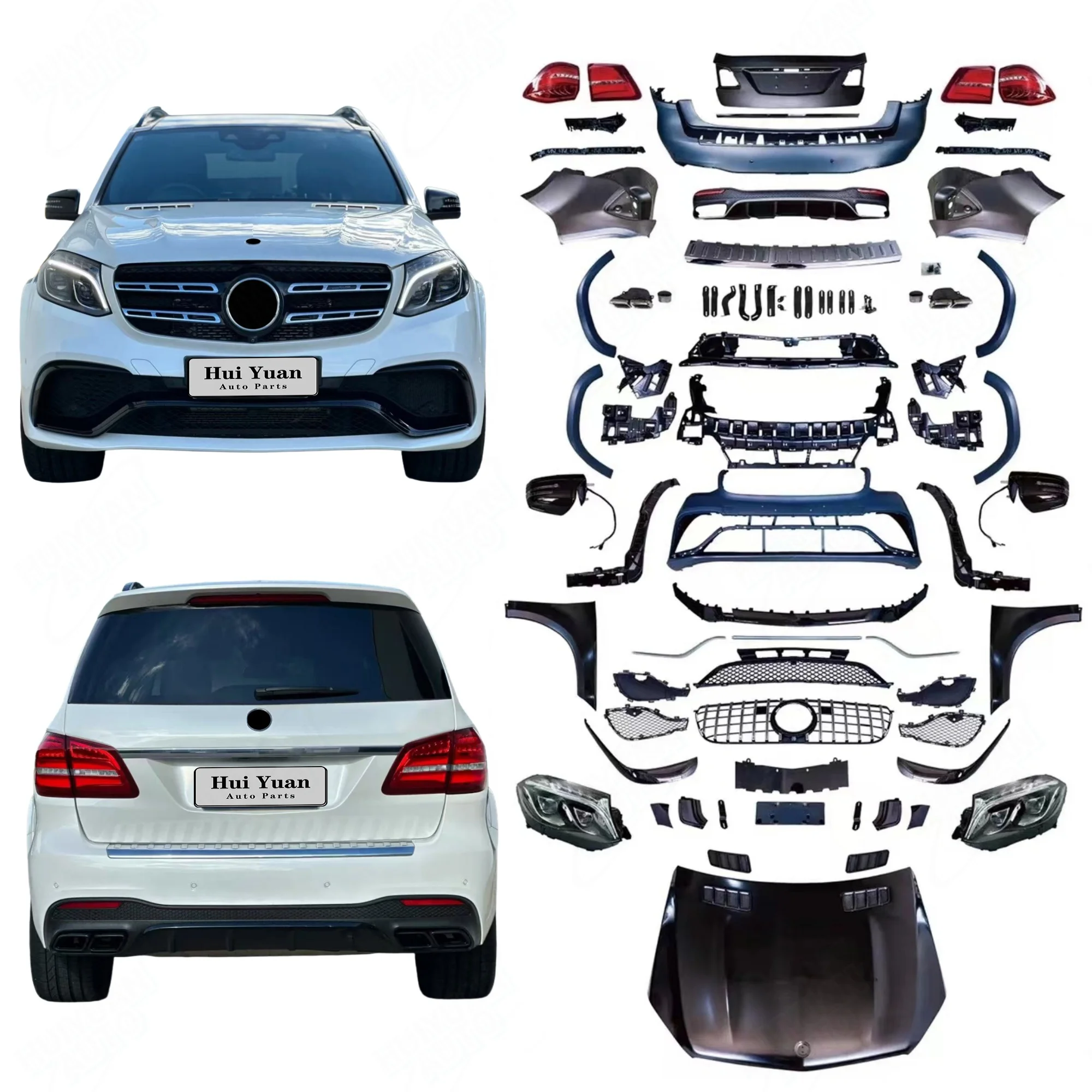 

Top Quality PP Full Set Auto Parts GL Class X164 2009-2012 to GLS63 Style X166 2019 Bodykit Front Rear Bumper LED Lamps