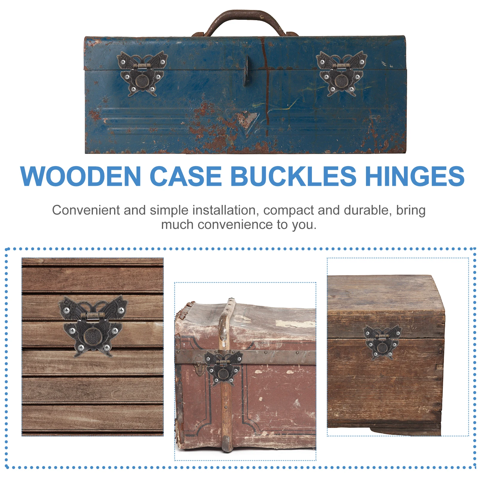 Hardware Buckles Hinges Set Durable Non rusting Compact Simple Installation for Boxes Cases Cabinets Storage Solutions Furniture