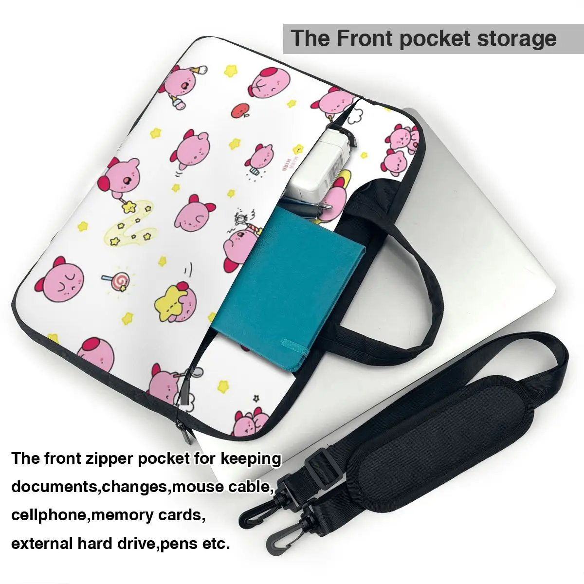 الوردي منتفخ بيو Crossbody حقيبة كمبيوتر محمول حافظة حقيبة كمبيوتر 13 14 15.6 بوصة حقيبة الكمبيوتر المحمول لماك بوك برو لينوفو #5