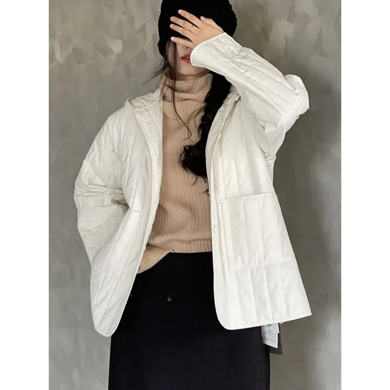 Japanische High-End-Baumwoll jacke Herbst Winter Frauen geste ppte Baumwolle gepolsterte Jacke Vintage Kapuze Parka lose lässige Puffer jacke