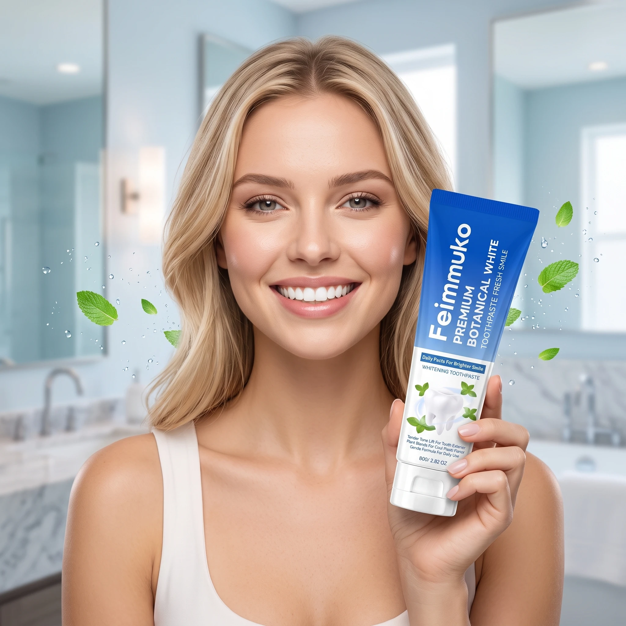 Feimuko 80g Mint Whitening Toothpaste - Removes Bad Breath and Stains, Whitens Teeth, Fresh Breath Without Smell, Bright Teeth